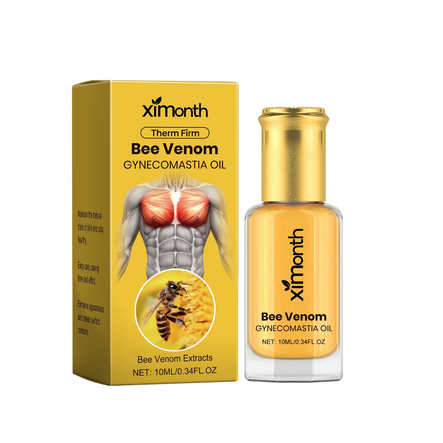 Bee Venom Men's Chest Massage Oil Firming Nourishing Care for Chest Contouring Tightening Elasticity Oil Men's Chest Skin Care