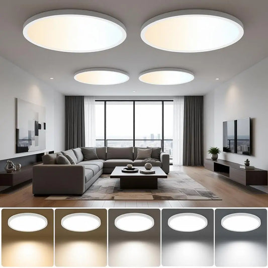 6-Pack 12 Inch LED Ceiling Lights, 2640LM 24W Dimmable & 5CCT Adjustable, Ultra Slim for Low Ceilings, Bedroom, Hallway, Basemen
