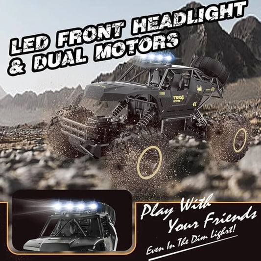 2 Batteries 1:12 Rock Crawler Rechargeable Off Road Truck 4WD  Metal Shell LED Headlights RC Remote Control Off Road Car Truck