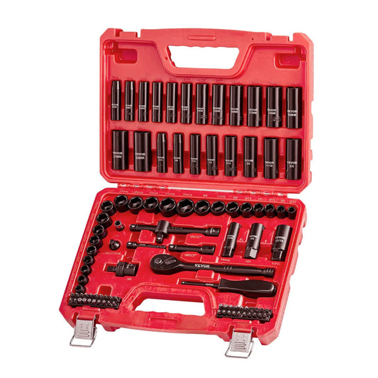 3/8 in Drive Impact Socket Set, 96 Piece, 6 Point Deep & Shallow Impact Sockets, SAE (5/16 in to 3/4 in) and Metric (8 to 22